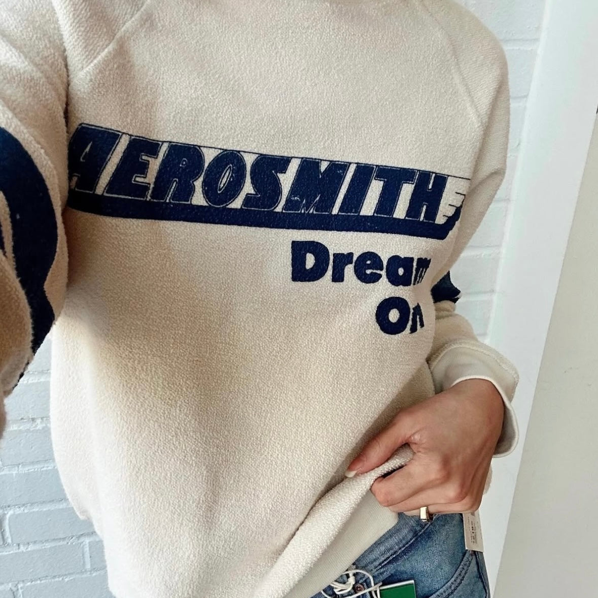 aerosmith dream on reverse raglan crew