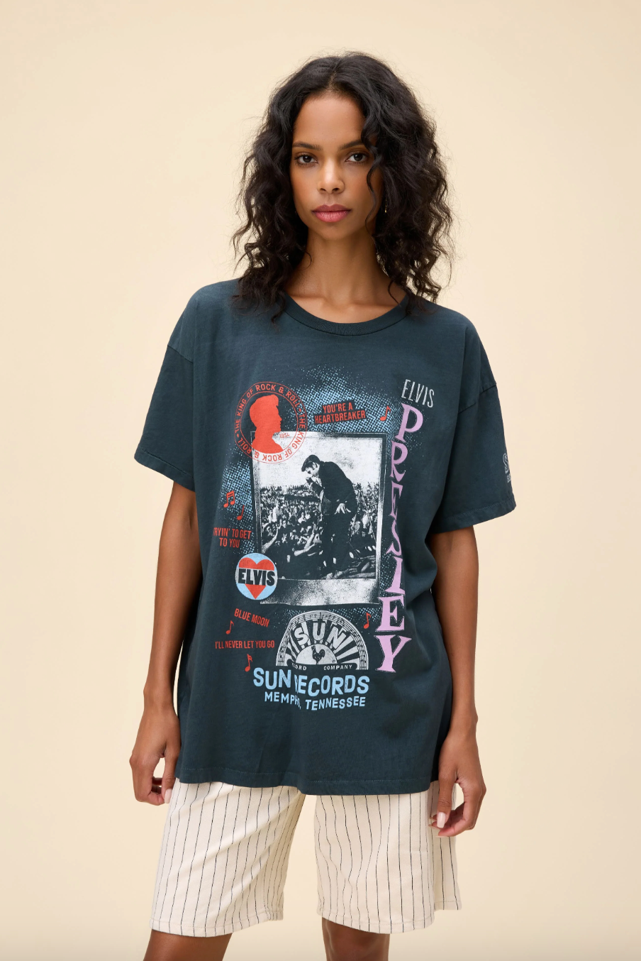 sun records x elvis polaroid collage merch tee