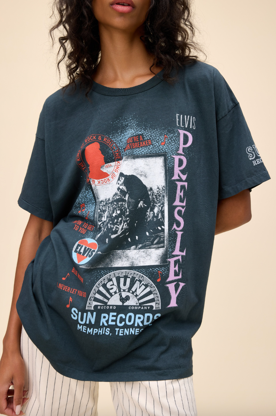 sun records x elvis polaroid collage merch tee
