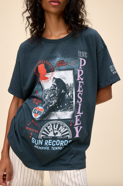 sun records x elvis polaroid collage merch tee