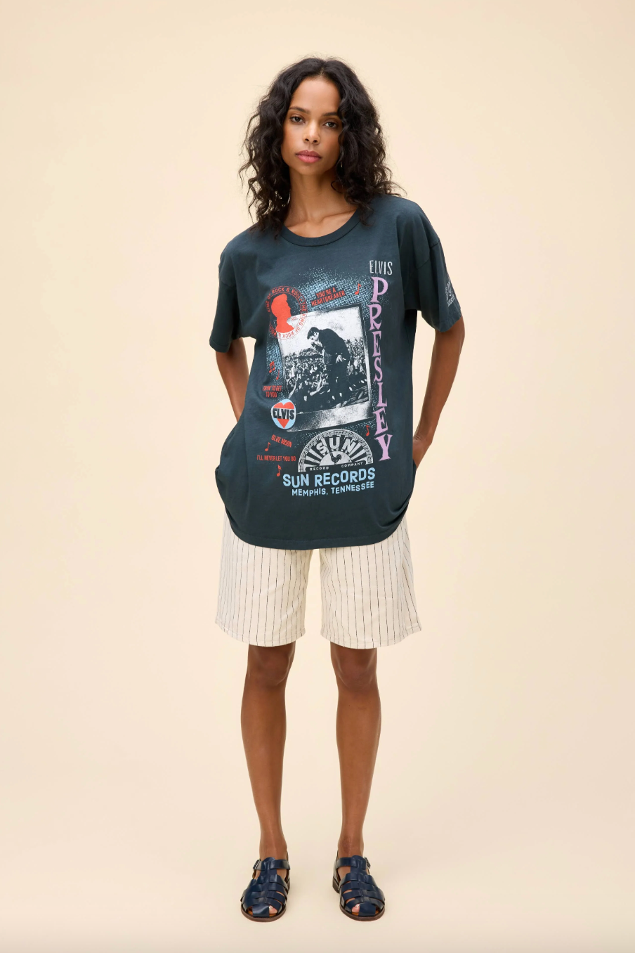 sun records x elvis polaroid collage merch tee